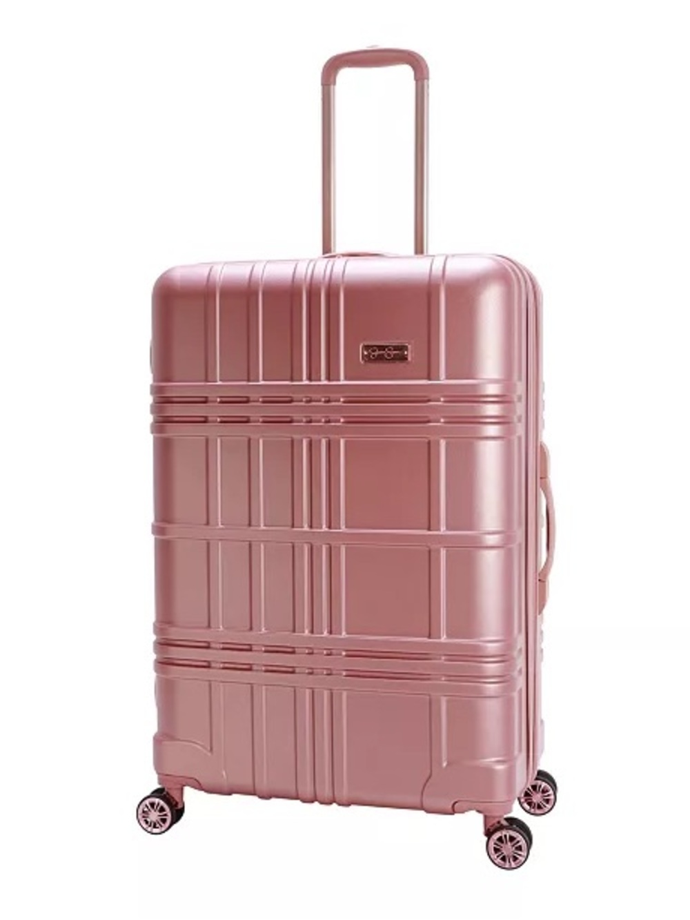 Jessica Simpson Jewel Plaid Hardside set Rose Gold Carry-On Spinner Luggage - Picture 2 of 16